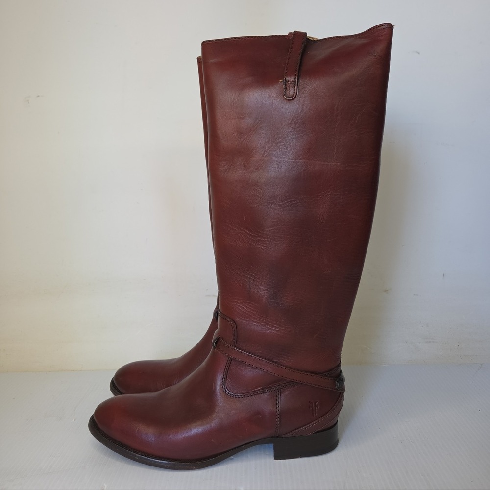 Frye Lindsay Plate Knee High Burnt Red Tall Riding Boot Women’s Size 8.5 M 76976